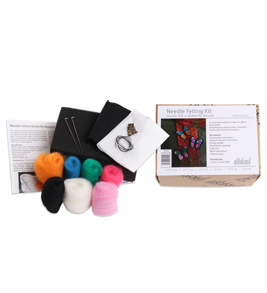 Needle Felting Kit Butterfly Pins