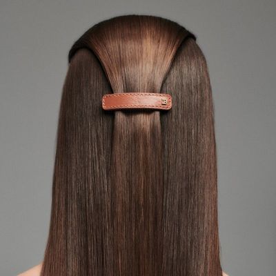 Balmain Barrette Medium Leather Cognac