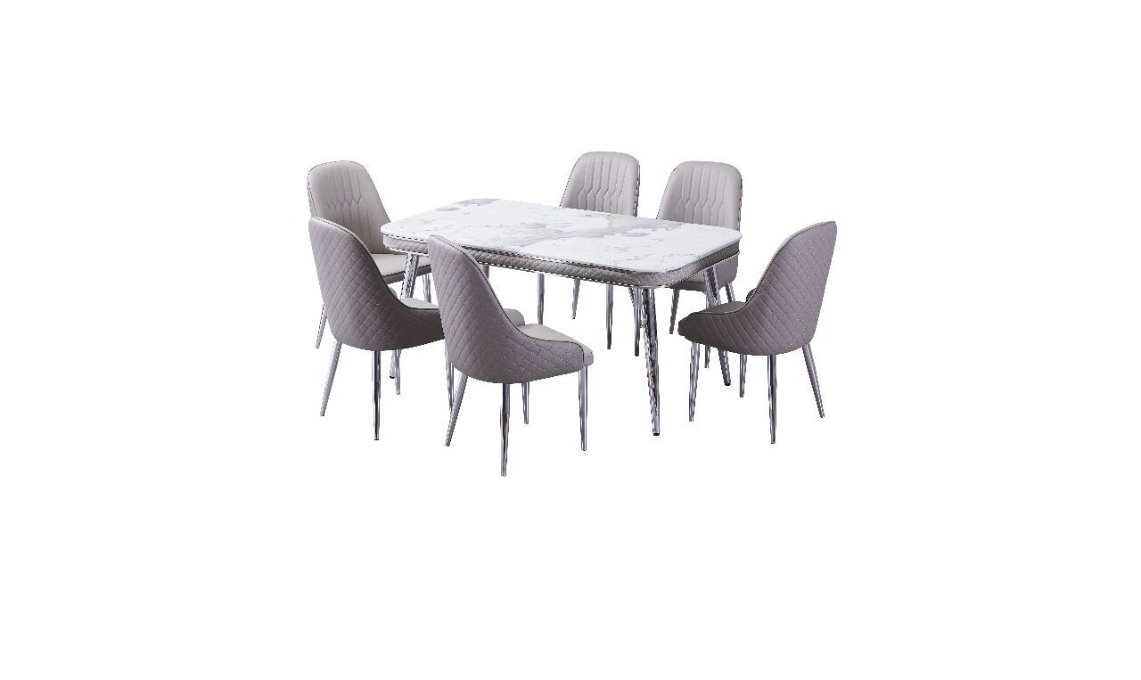 Luxe Table with 6 Forma Chair Grey &amp; Silver