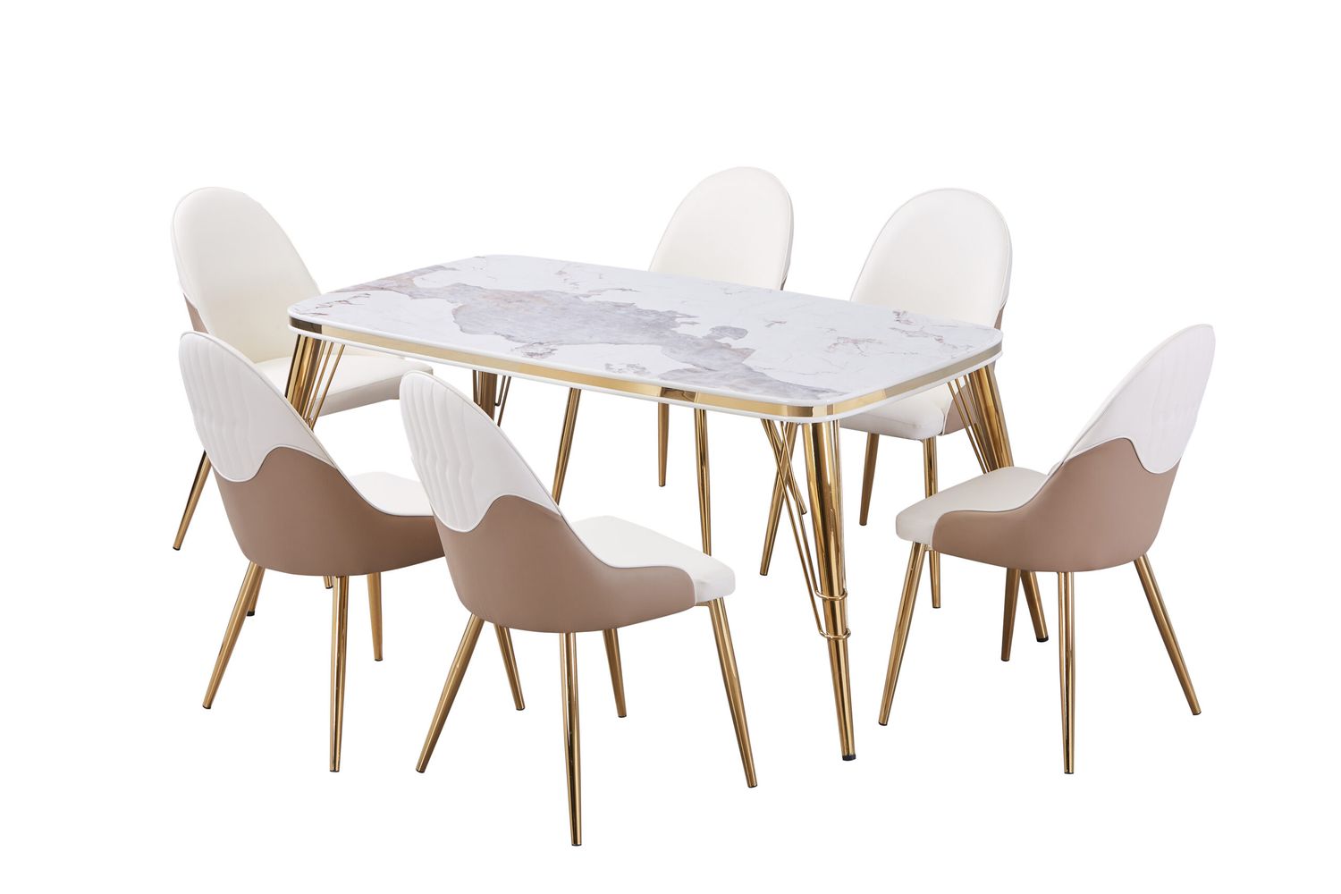 Nova Table and Vista Chair Set Gold