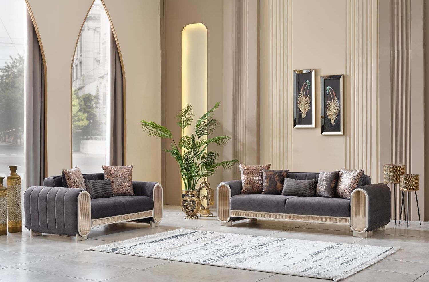 LUXURY ESPADA SOFA 3+2+1 CREAM AND GREY COLORS AVAILABLE