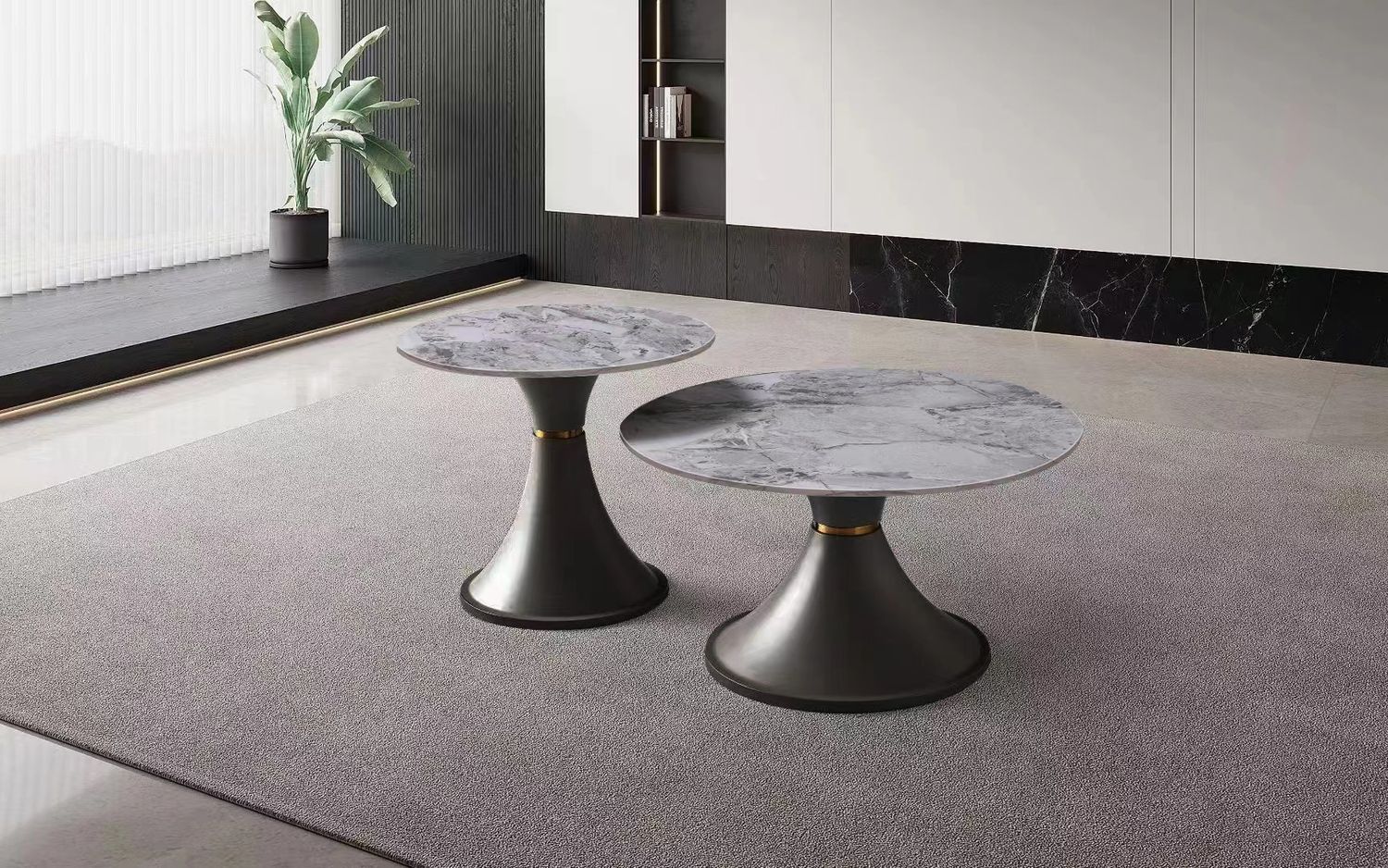 SET OF AURA COFFEE TABLE CREAM &amp; GREY