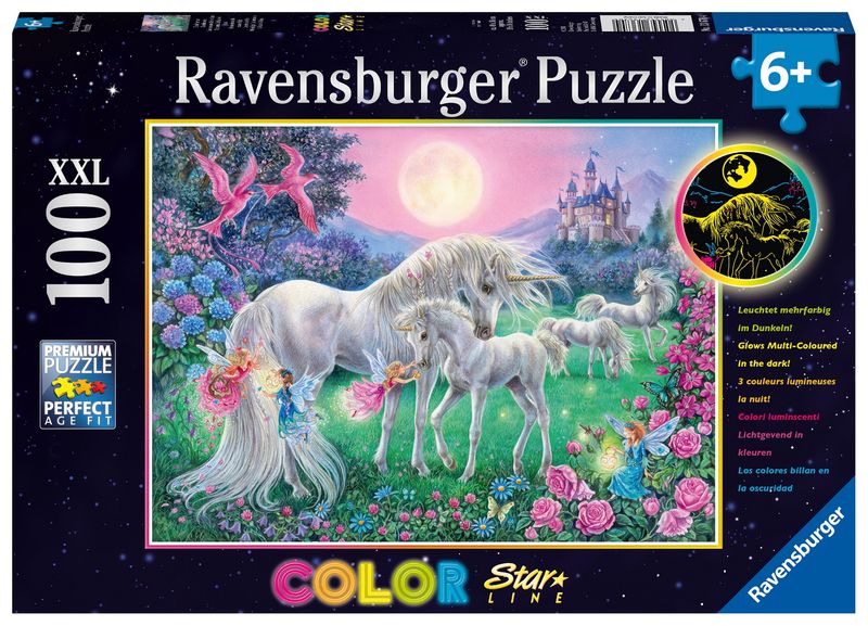 Unicorns in the Moonlight 100 Pc Puzzle (glow)