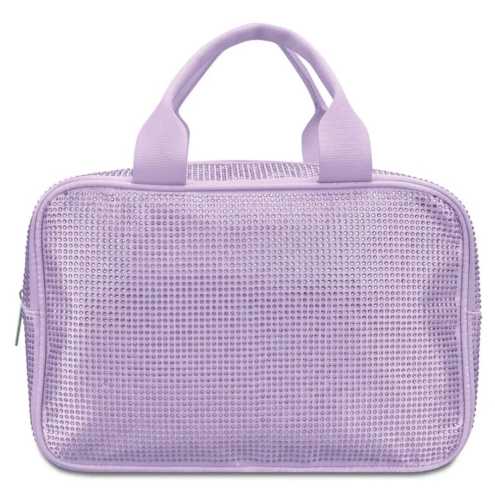 Lavender Rhinestone Large Cosmetic Bag