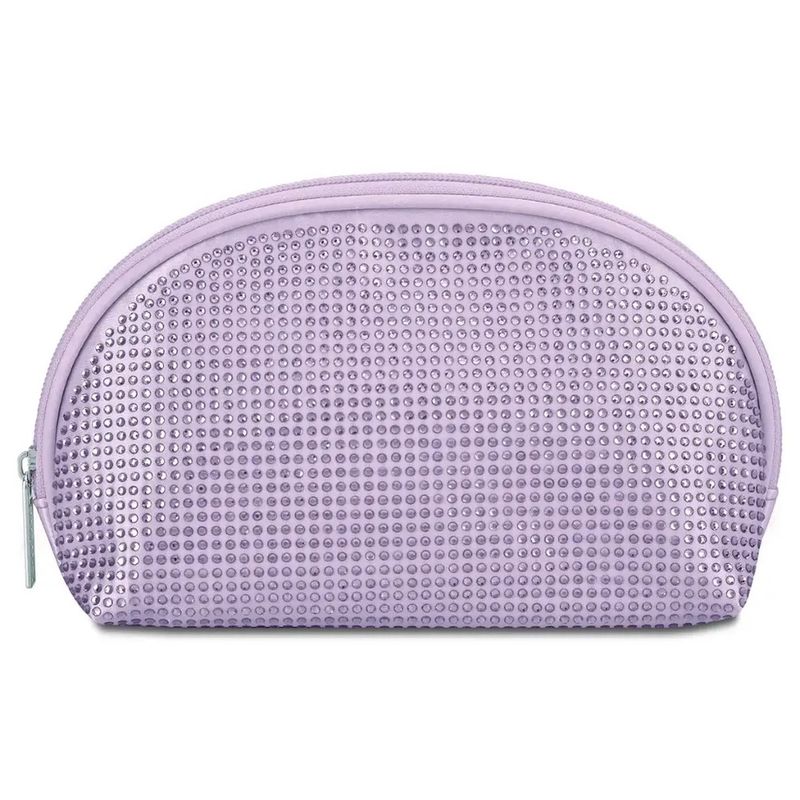 Lavender Rhinestone Oval Cosmetic Bag