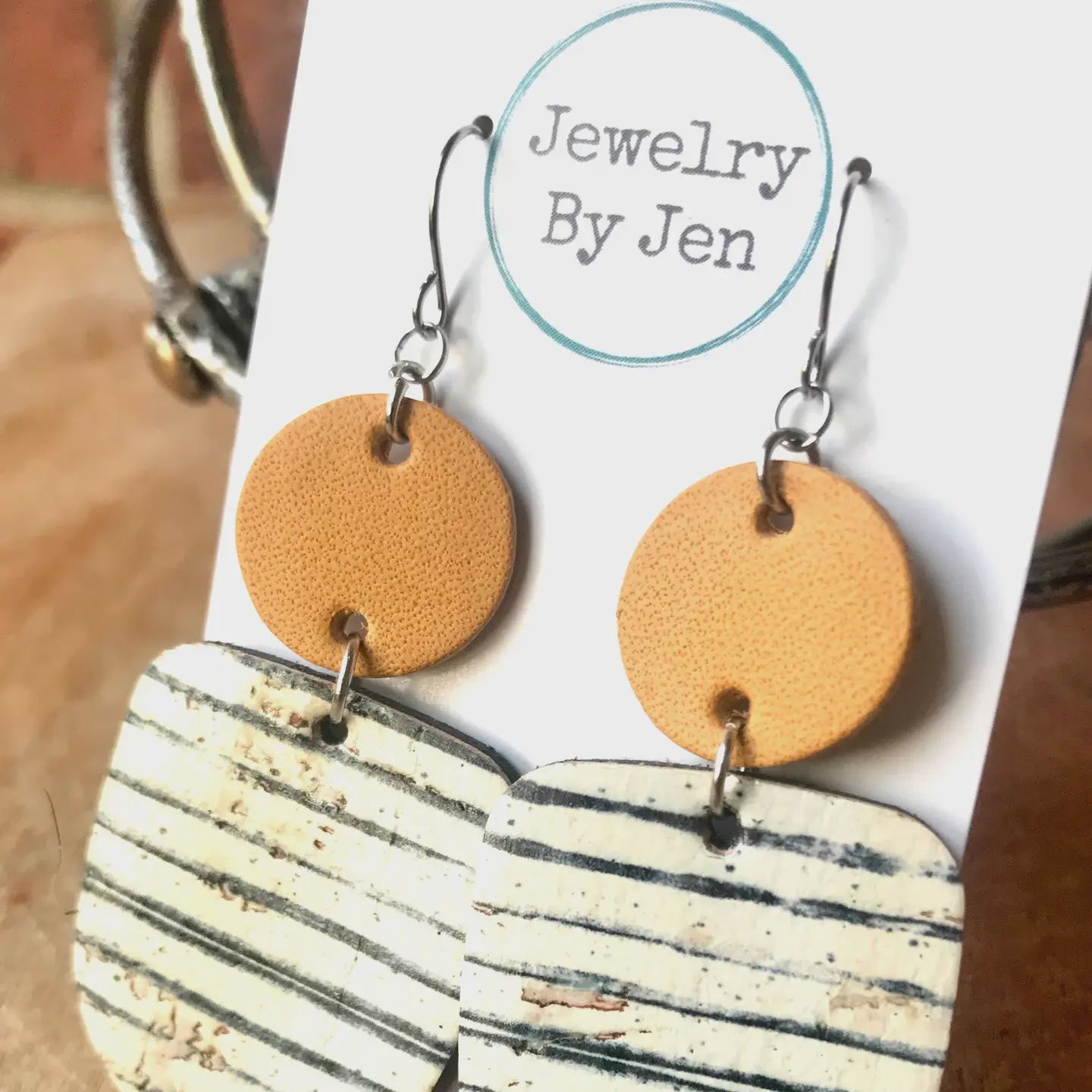 Boho Dangle Earrings: Mustard &amp; Pinstripe