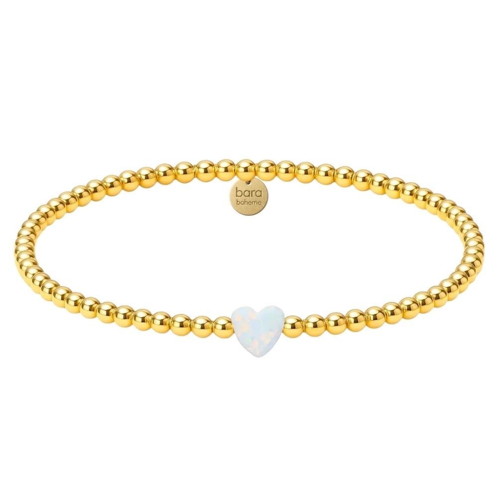 Single Heart SM Beaded Opal Bracelet