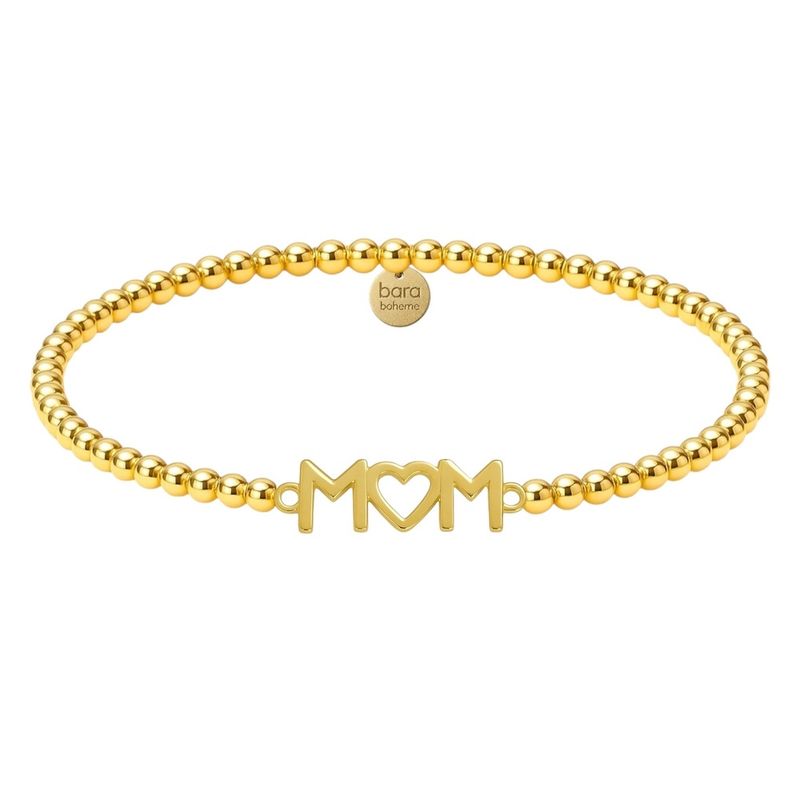 Mom Classic Charm Gold Filled Beaded Bracelet