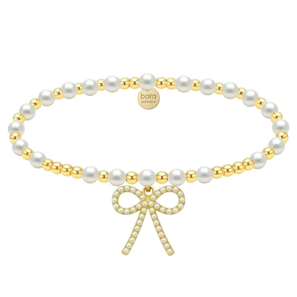 Emma + Bow Gold Filled Beaded Bracelet