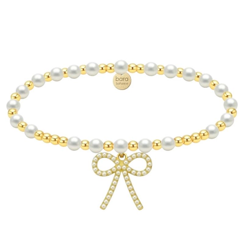 Emma + Bow Gold Filled Beaded Bracelet