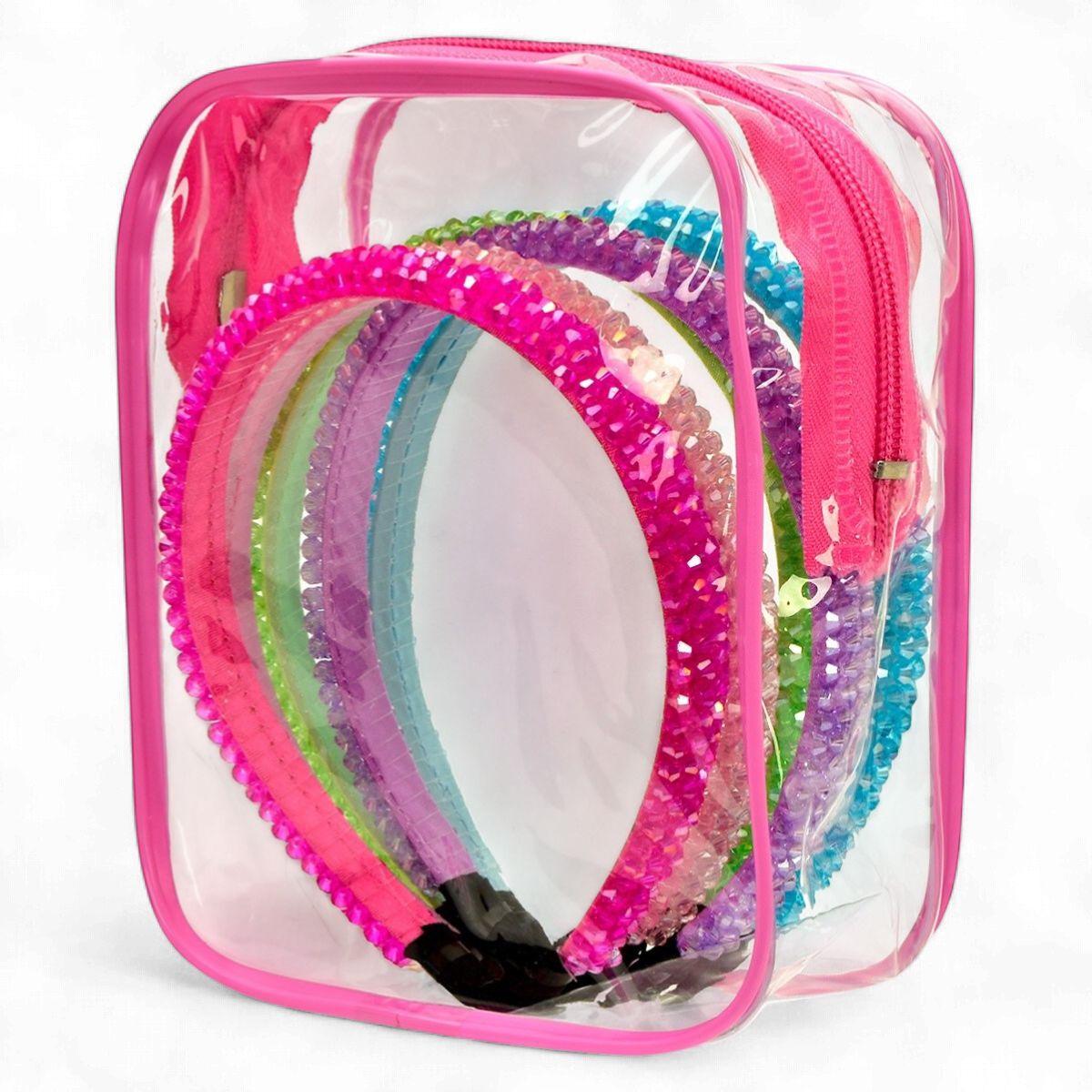 5 Pack Rhinestone Headbands in Reusable Pouch