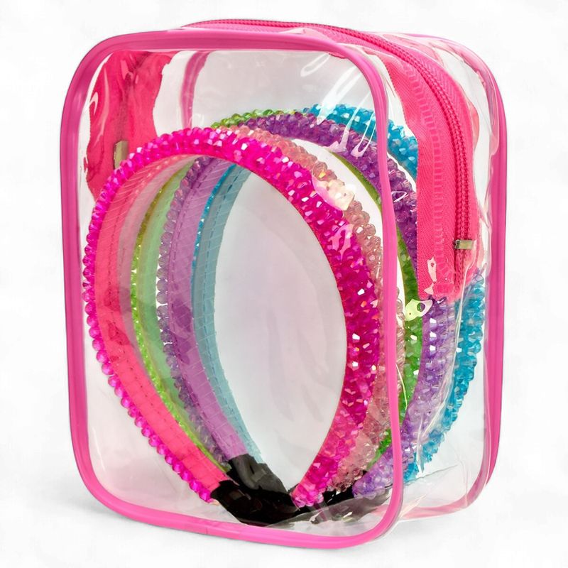 5 Pack Rhinestone Headbands in Reusable Pouch