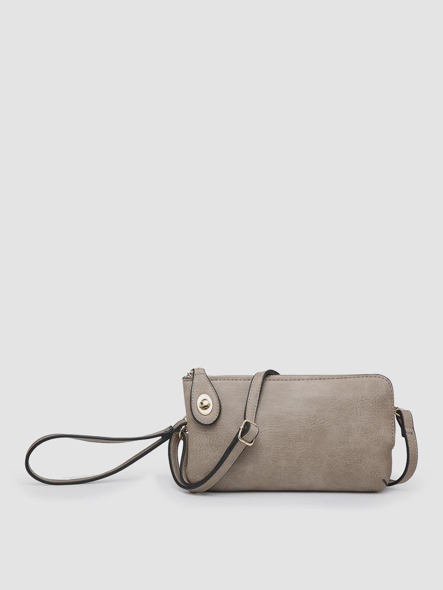 Kendall Crossbody/Wristlet w/ Twist Lock Closure, Color: Light Stone