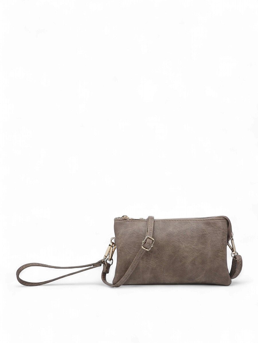 Riley Monogrammable 3 Compartment Crossbody/Wristlet, Color: Chocolate