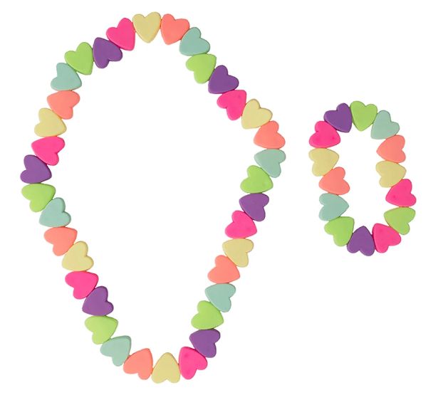 Sweet Tart Heart Necklace &amp; Bracelet Set, 2pc
