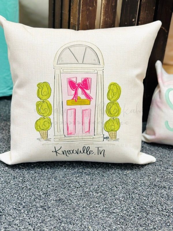 Front Door *Custom Town* Square Pillow