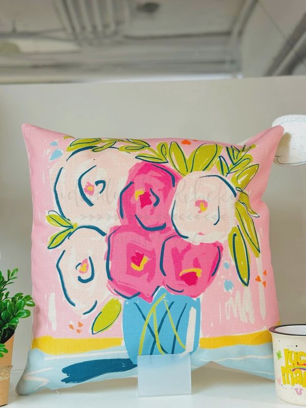 Abstract Floral Square Pillow