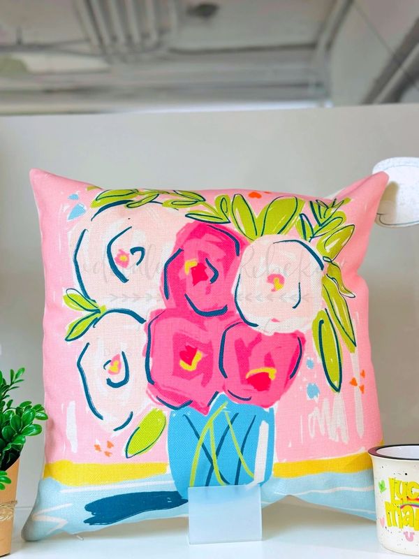 Abstract Floral Square Pillow