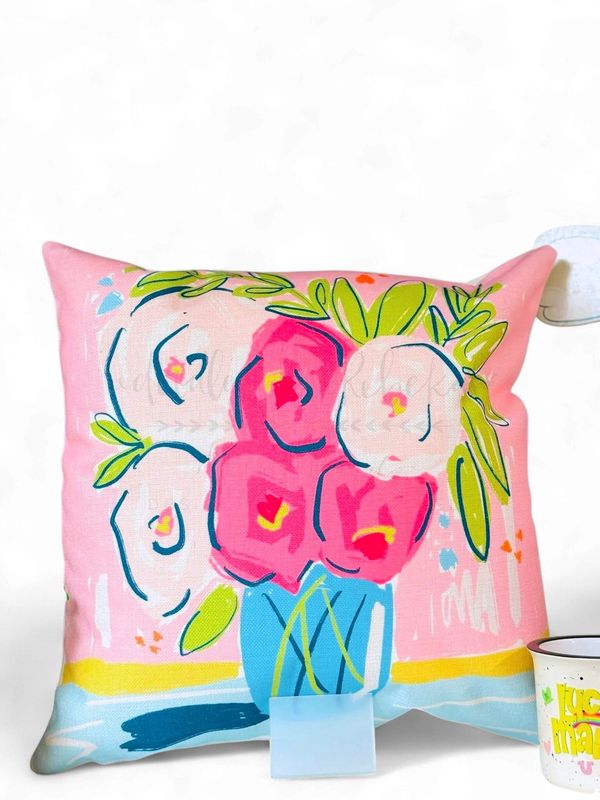 Abstract Floral Square Pillow