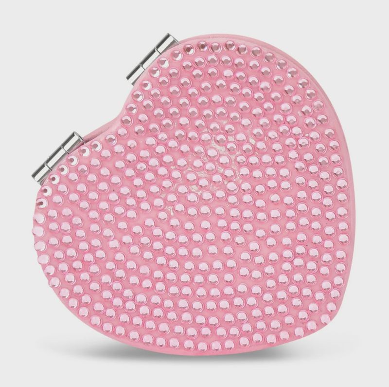 Heart Rhinestone Compact Mirror