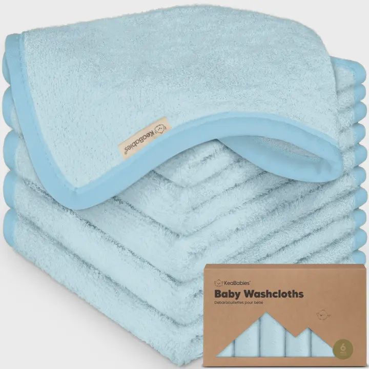6 Pack Baby Wash Cloths, Color: Bravo Blue