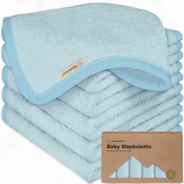 6 Pack Baby Wash Cloths, Color: Bravo Blue