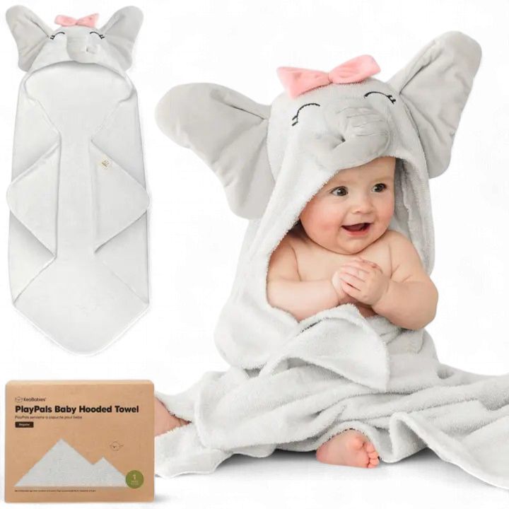 Playpals Hooded Baby Bath Towels for Newborns, Style: Ella