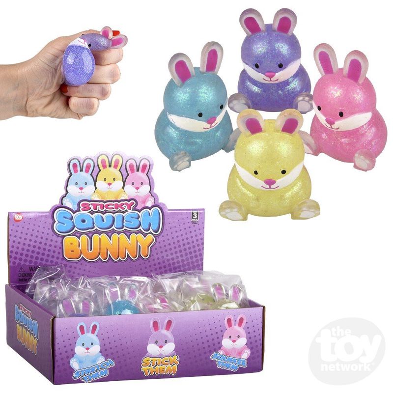 2.5" SQUISH STICKY GLITTER EASTER BUNNY
