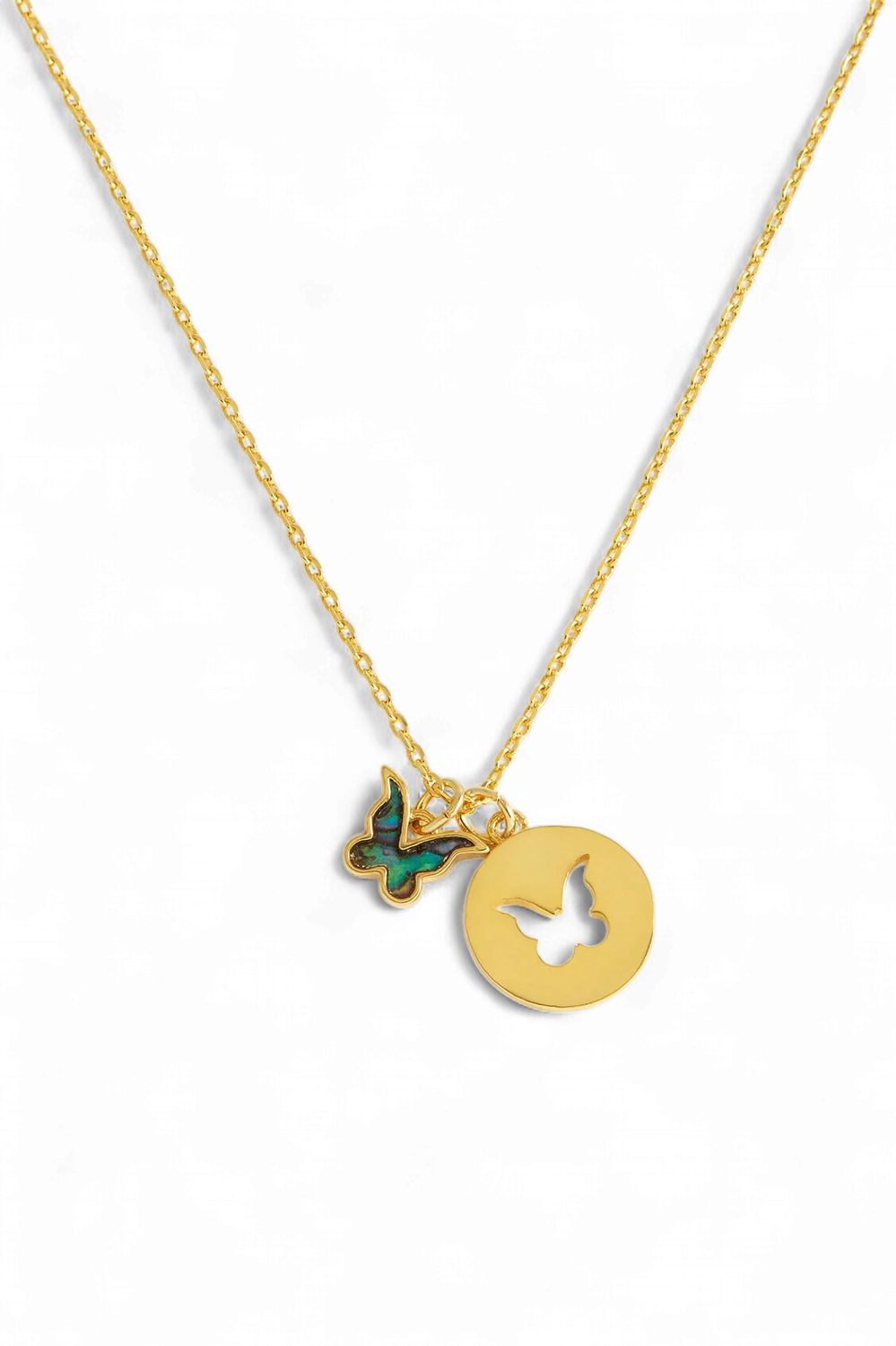Abalone Butterfly Necklace-Gold Plated