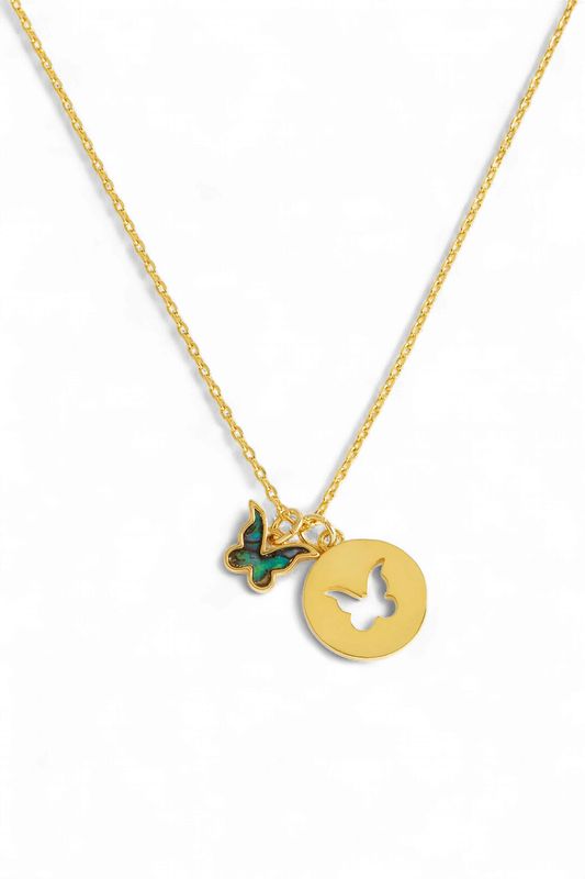 Abalone Butterfly Necklace-Gold Plated