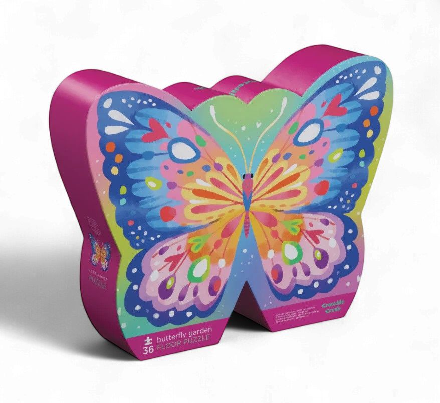 36 Pc Foil Shaped Box Puzzle Butterfly Garden