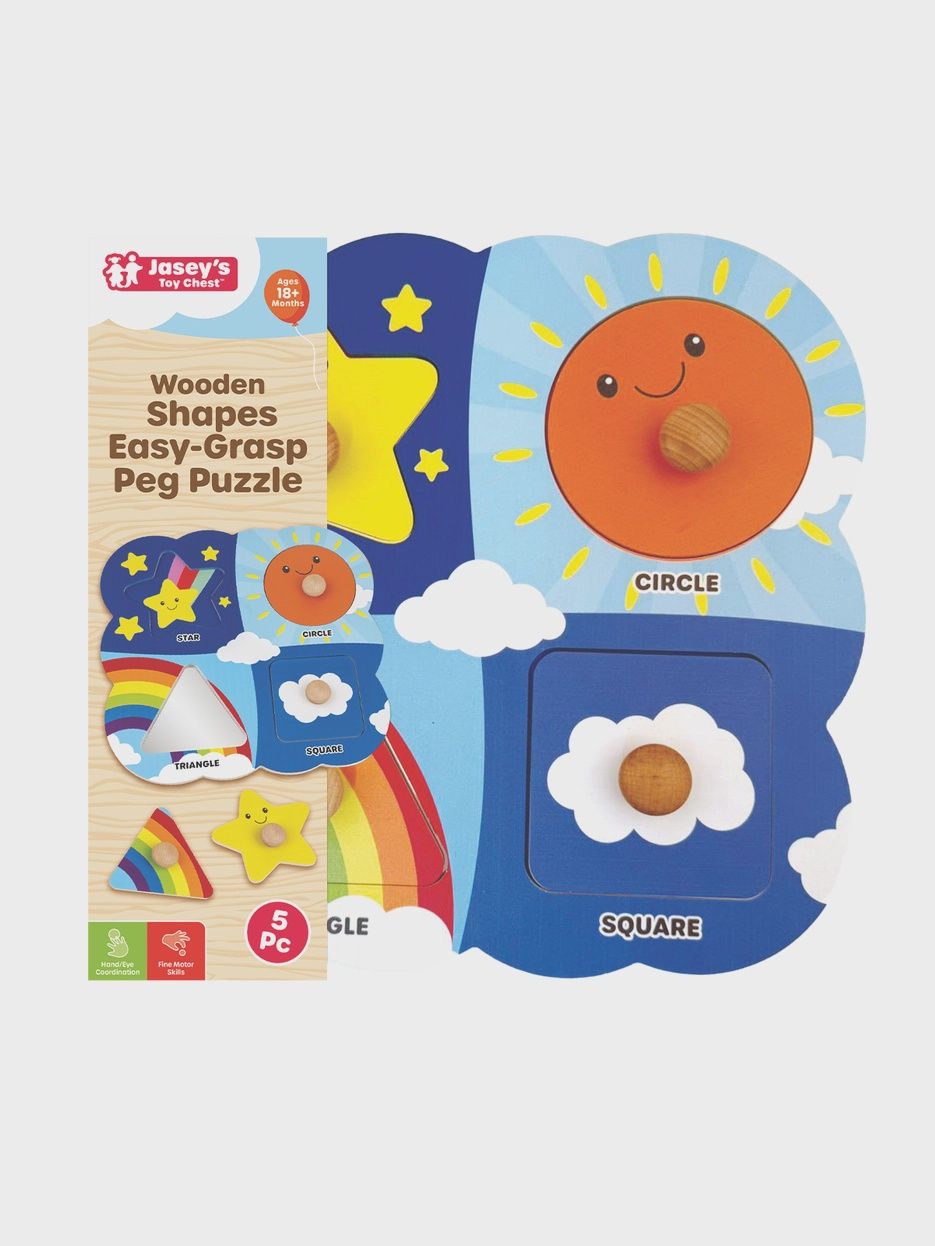 Wooden Easy-Grasp Peg Puzzle, Style: Shapes