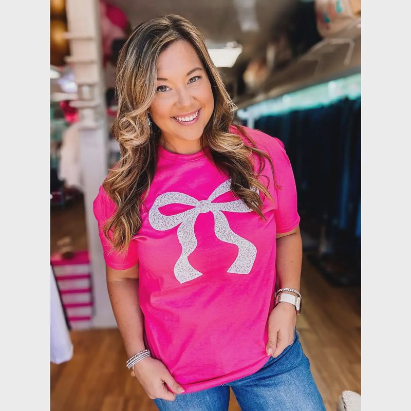 Custom Bow Real Sequins Short Sleeve