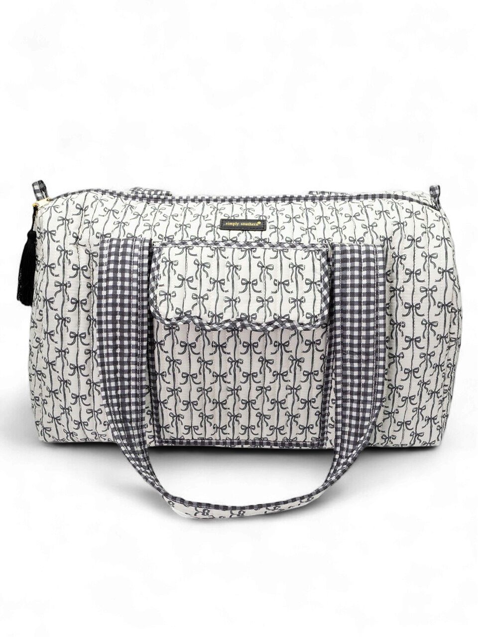 Quilted Duffel Bag, Color: Black Bows