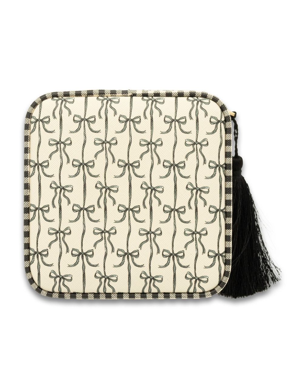 Quilted Jewelry Case, Color: Black Bows