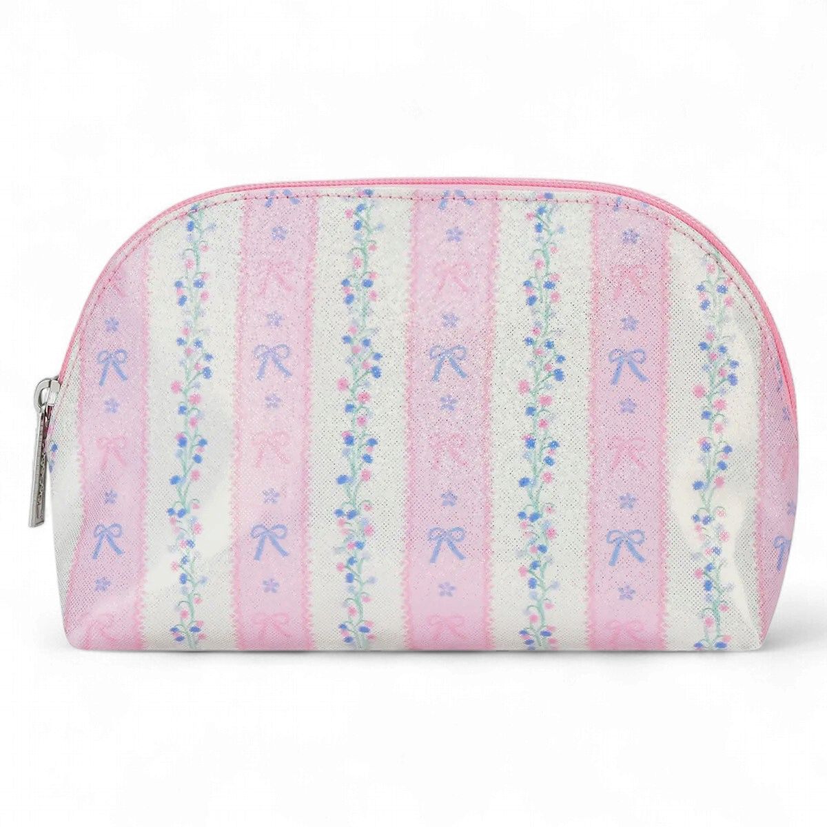 Floral Stripes Oval Cosmetic Bag