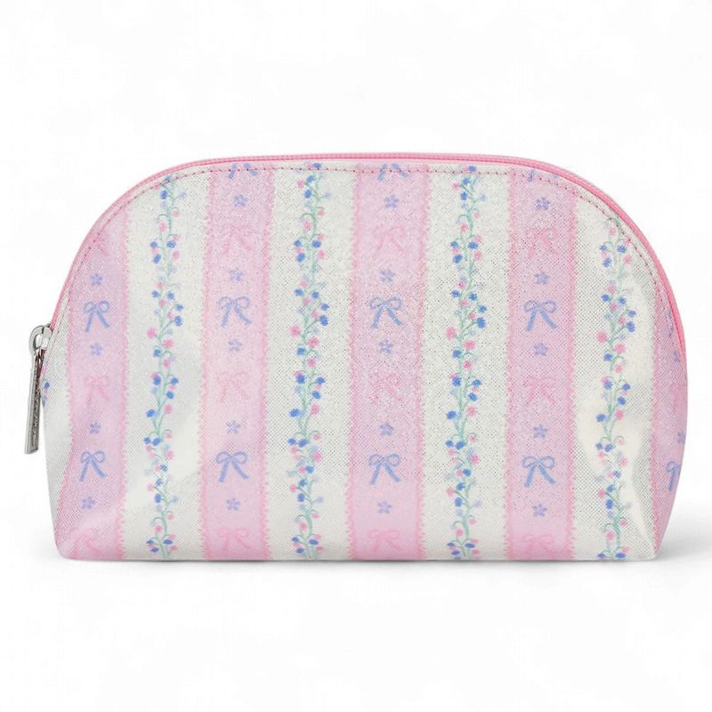 Floral Stripes Oval Cosmetic Bag