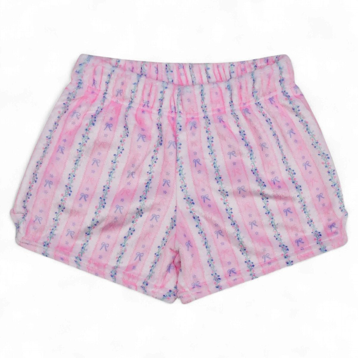 Floral Stripes Plush Shorts