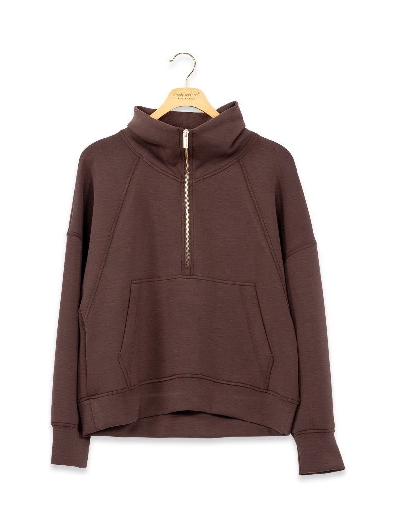 Half-Zip Pullover Top Coffee
