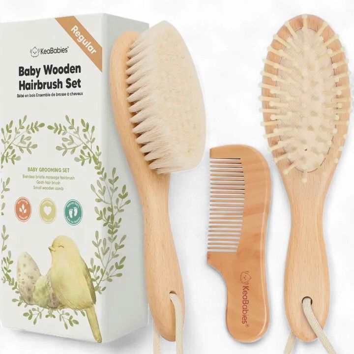 Baby Hair Brush and Comb Set-Walnut