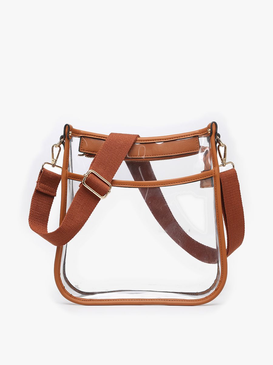 Posie Clear Crossbody Bag – Vegan Leather Trim | M2168CR, Color: Brown