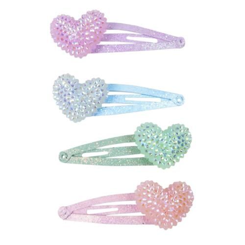 Sparkle Heart Bobble Hair Clips, 4pcs