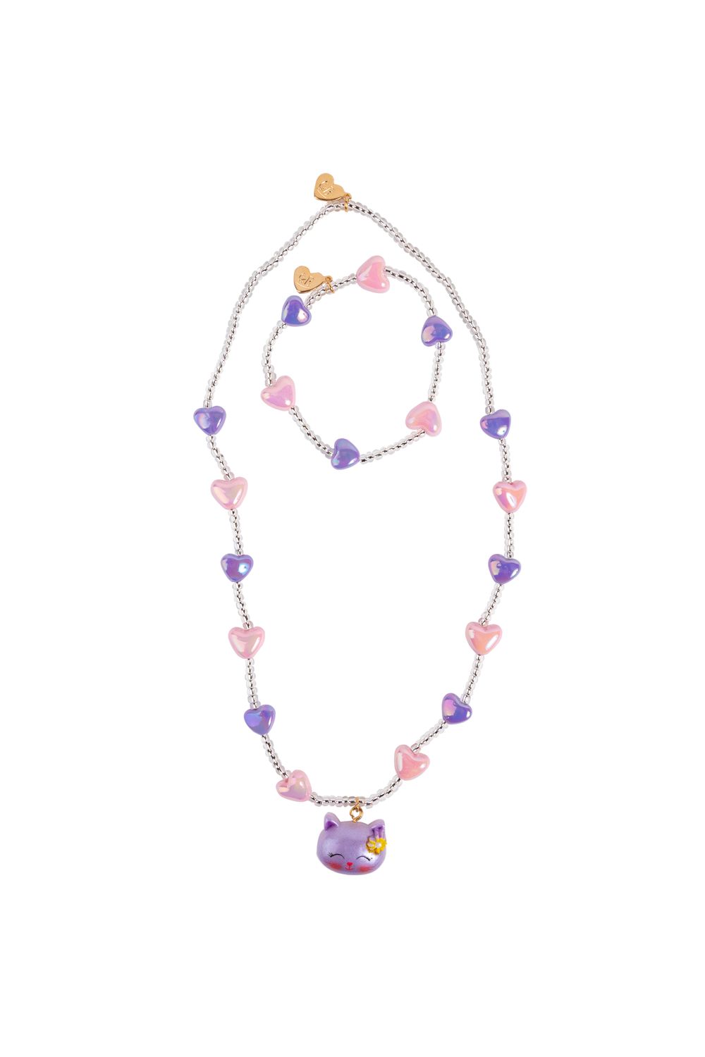 Lovely Kitty Necklace &amp; Bracelet Set, 2pc