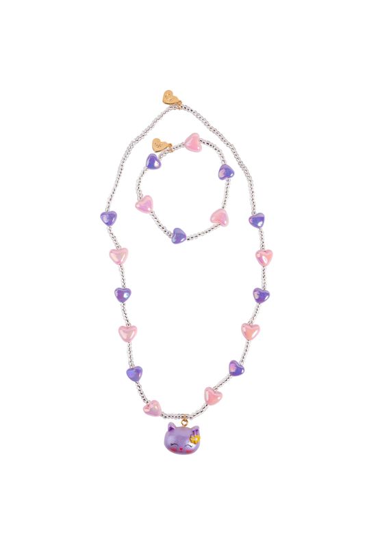 Lovely Kitty Necklace &amp; Bracelet Set, 2pc