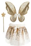 Gracious Gold Sequins Skirt, Wings, &amp; Wand, Size 4