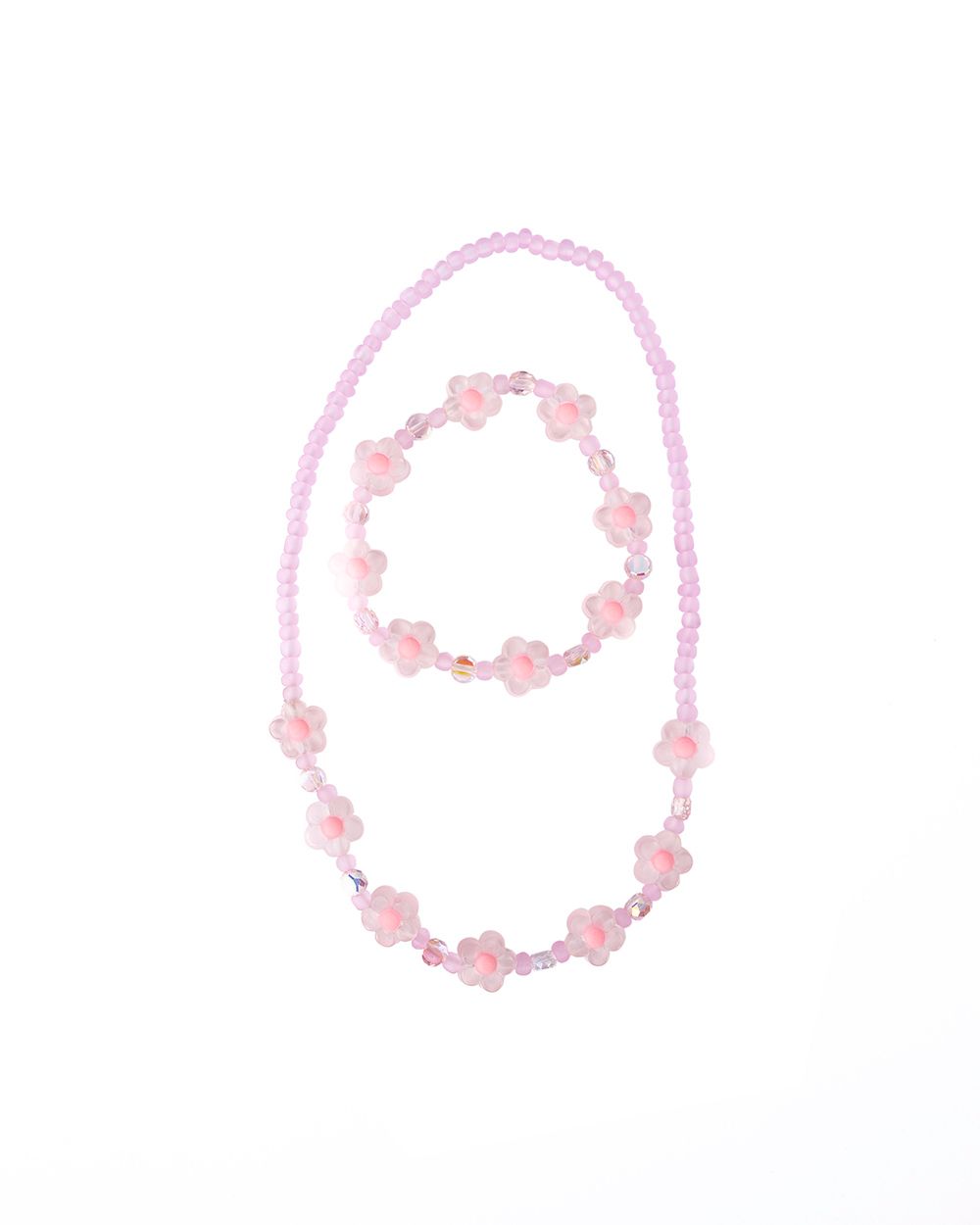 Pink Crystal Blooms Necklace &amp; Bracelet Set, 2pc