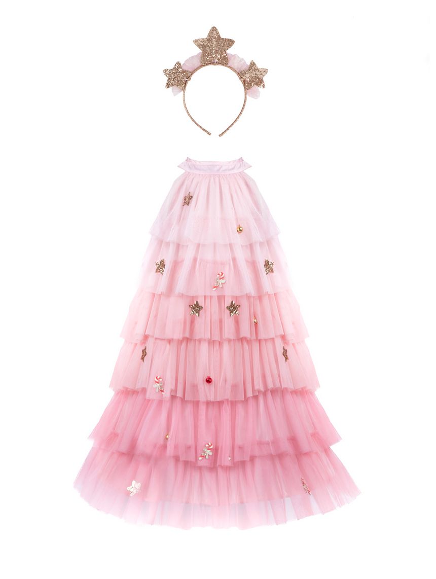 Christmas Tree Dress with Headpiece-Blush