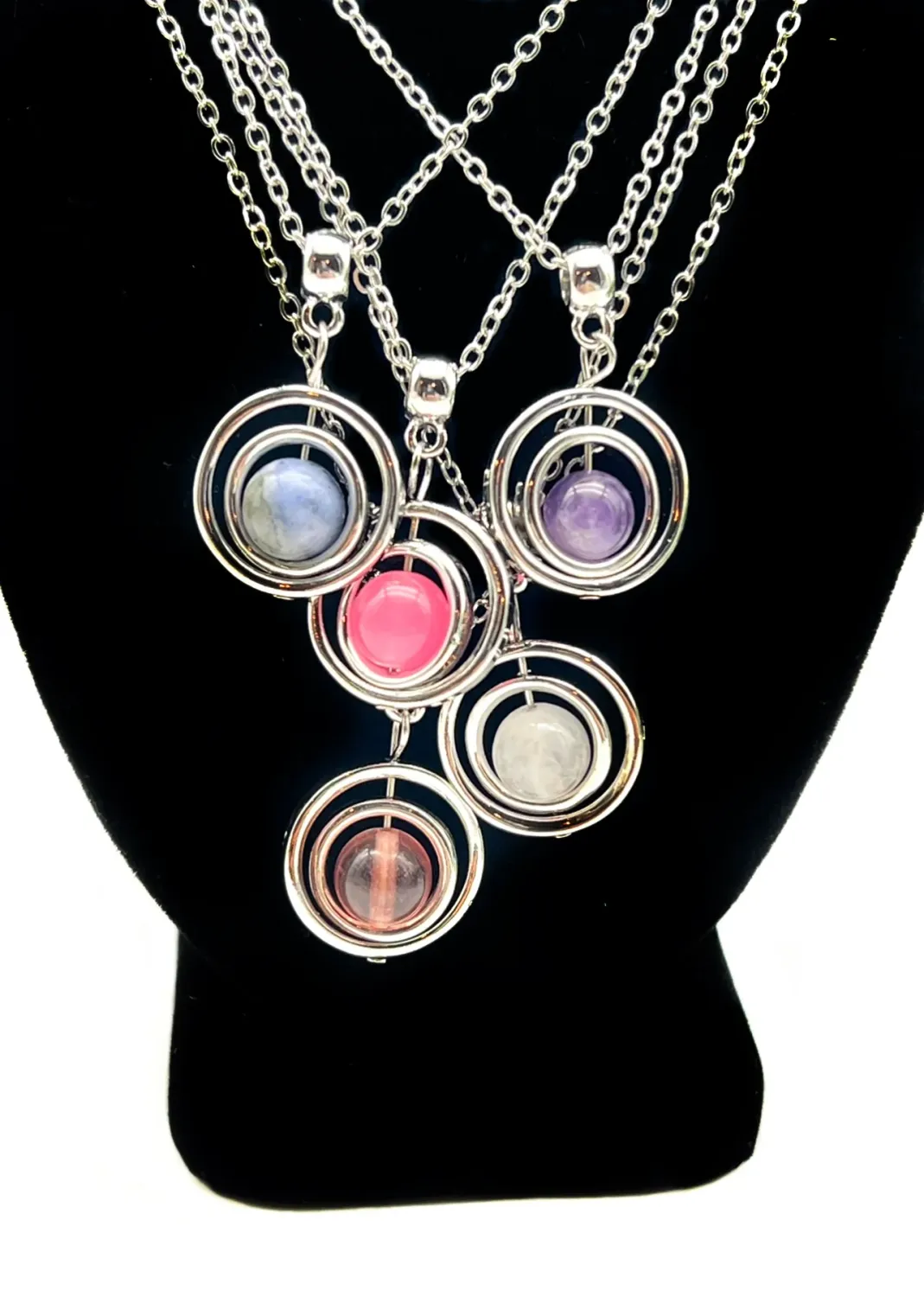Fidget Gemstone Spinner Necklace