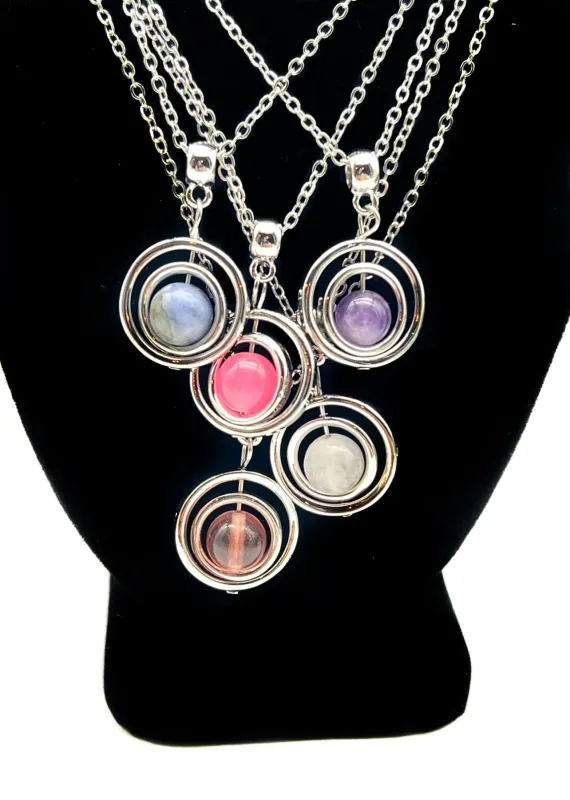 Fidget Gemstone Spinner Necklace