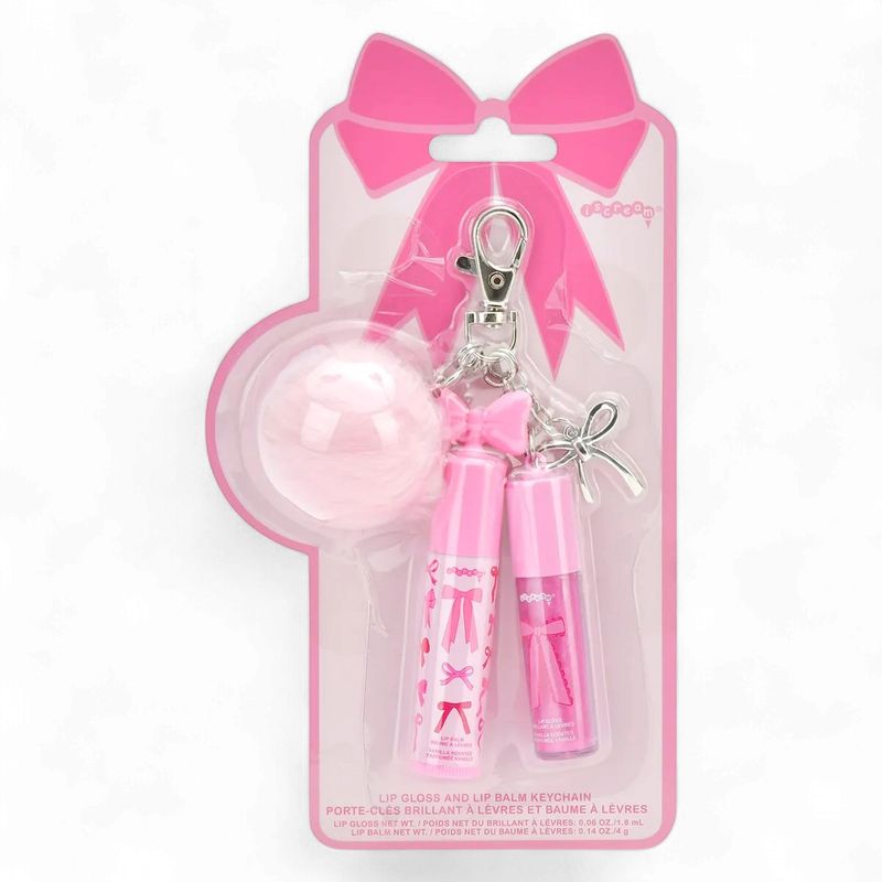 Bow Lip Gloss &amp; Lip Balm Key Chain Set